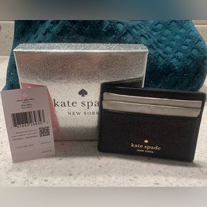 Kate Spade black glitter card wallet